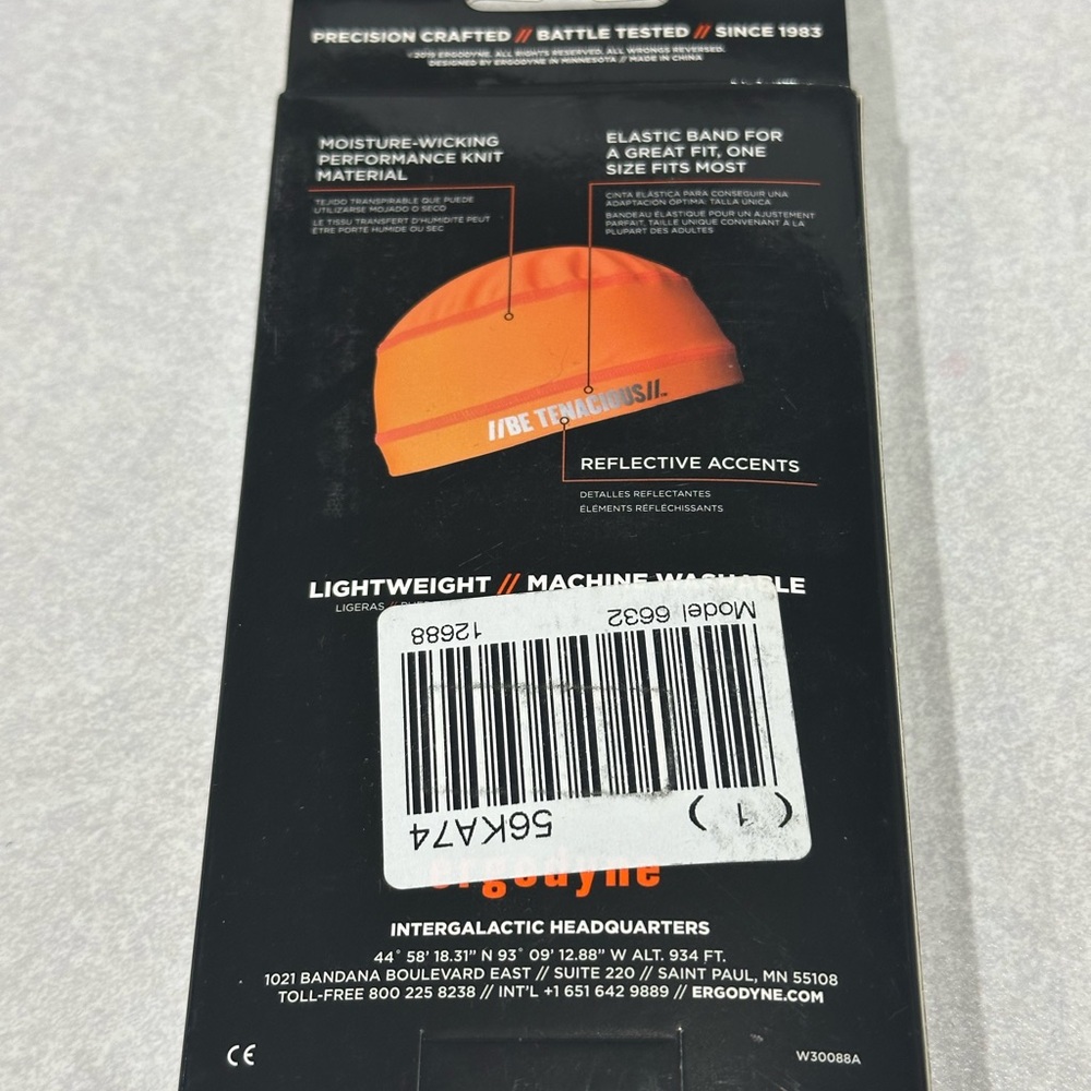 Cooling Cap Work Gear Knit Polyester/Spandex, One Size Fits Most-Orange - Picture 2 of 4